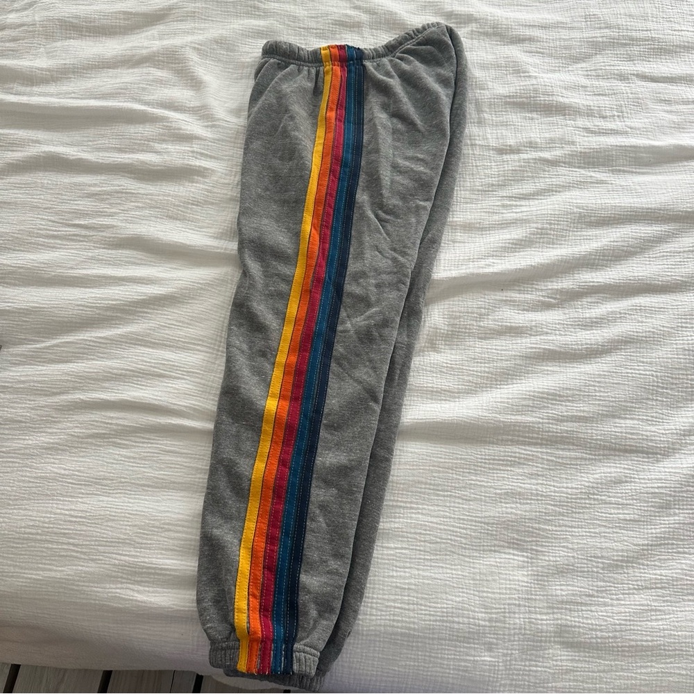 AVIATOR NATION Heather Grey 5 Stripe  Sweatpants Size Medium - Picture 2 of 8